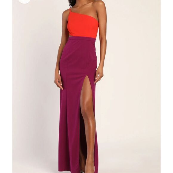 maniju NWT one shoulder asymmetrical colorblock maxi dress size S - Picture 1 of 12
